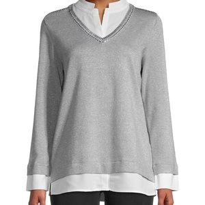 Karl Lagerfeld twofer top silver Medium